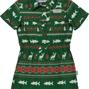 Girls Green Holiday Patterned Dress by Magellan